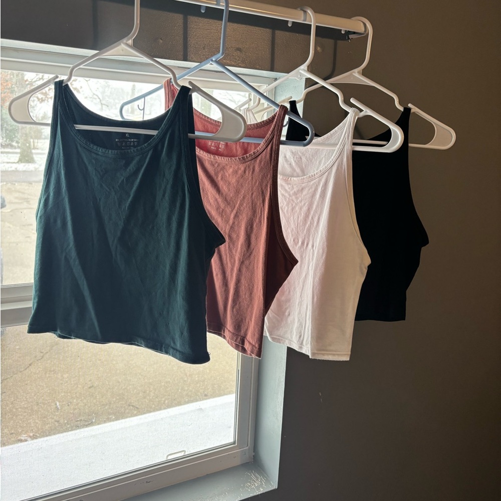 Source Unknown Ribbed Tank Top - Teal, Rust, White, Black